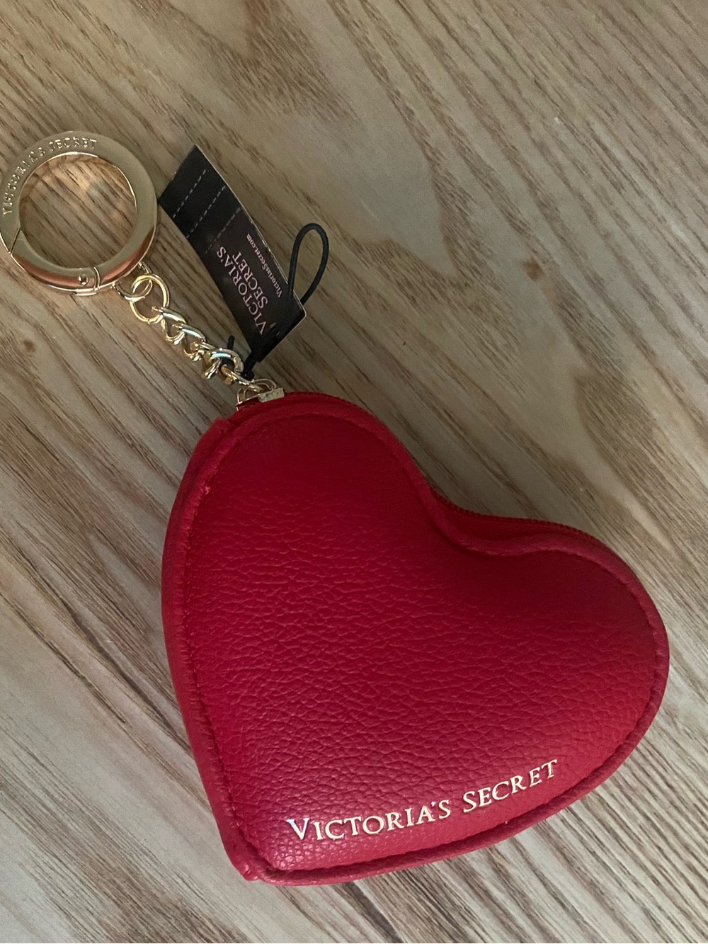 Victoria's Secret Red Heart Keychain Coin Purse with Gold Hardware